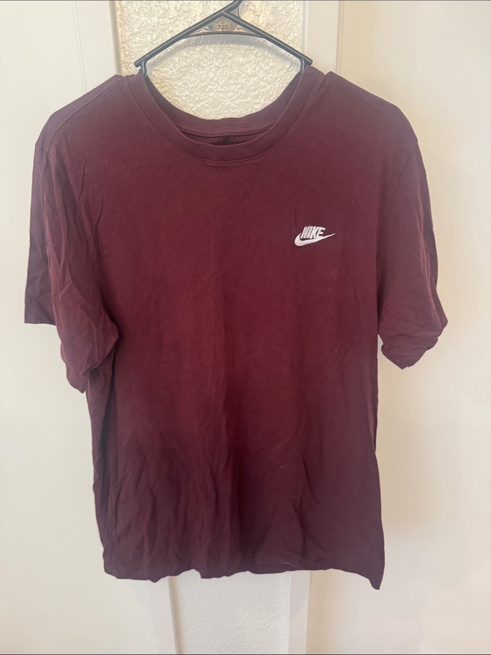 Nike Maroon Tee with White Swoosh